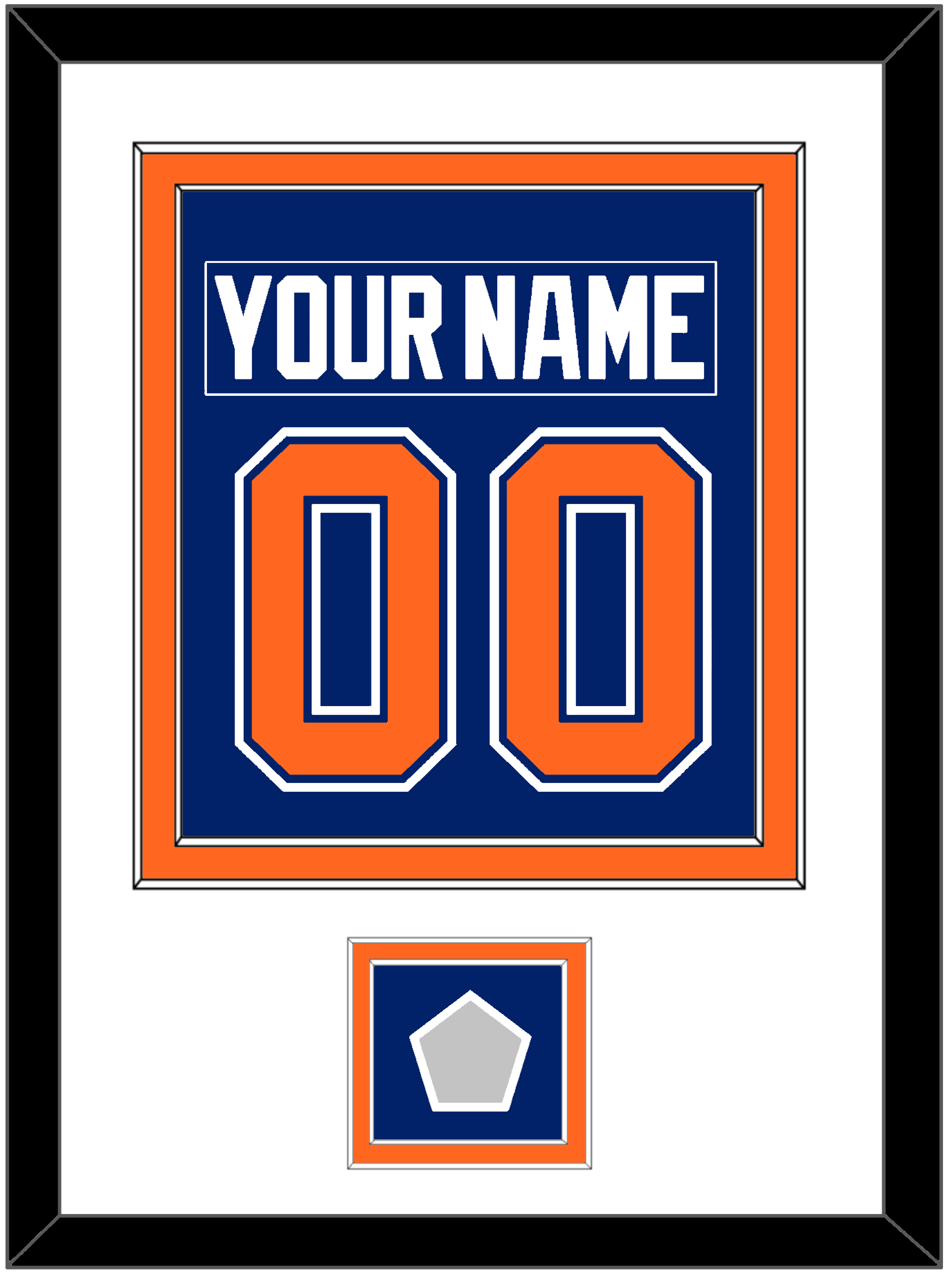 Edmonton Nameplate & Number (Back) Combined With Stanley Cup Champions Patch - Road Blue (1981-1994) - Signature Tier 1
