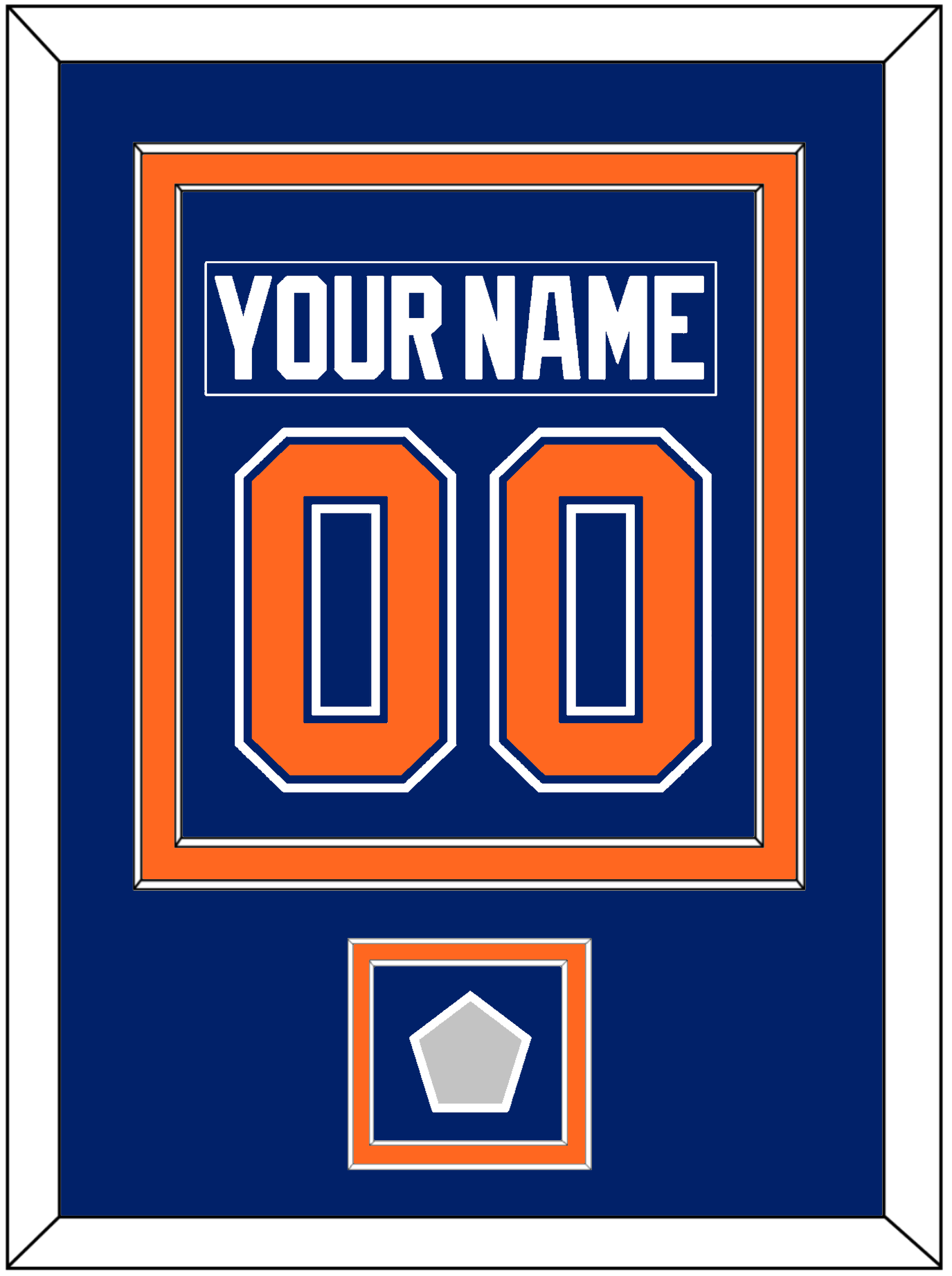 Edmonton Nameplate & Number (Back) Combined With Stanley Cup Champions Patch - Road Blue (1981-1994) - Signature Tier 2