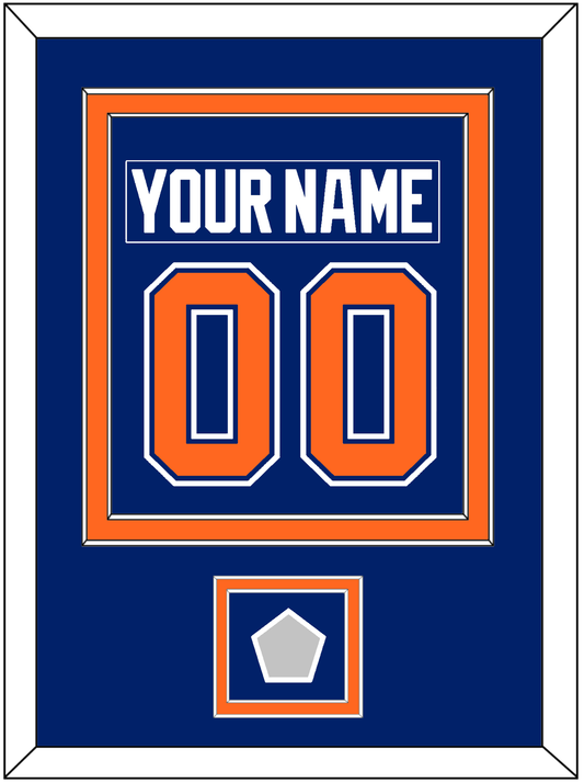 Edmonton Nameplate & Number (Back) Combined With Stanley Cup Champions Patch - Road Blue (1981-1994) - Signature Tier 2