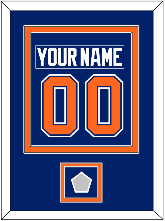 Edmonton Nameplate & Number (Back) Combined With Stanley Cup Champions Patch - Road Blue (1981-1994) - Double Mat 2