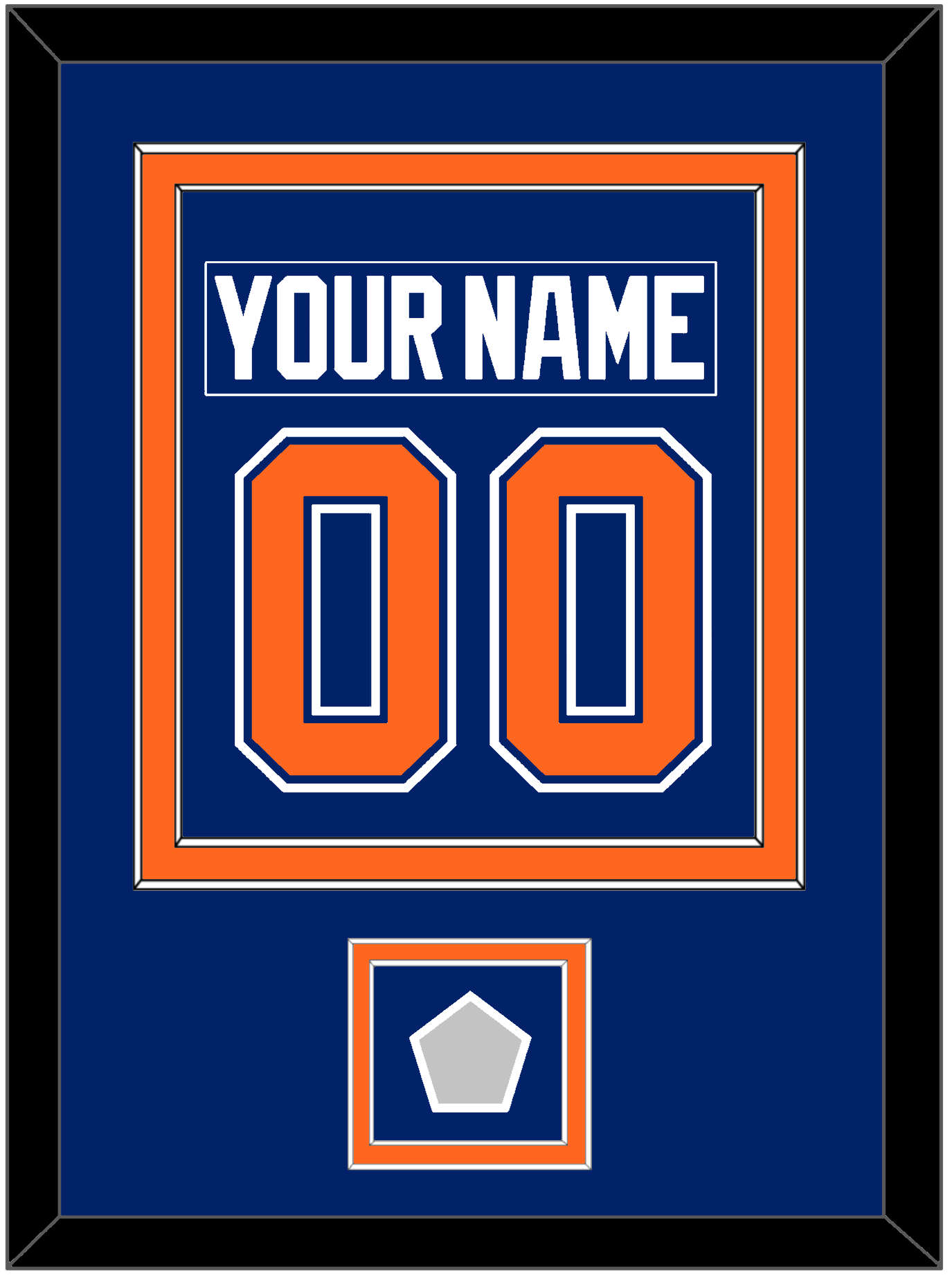 Edmonton Nameplate & Number (Back) Combined With 1990 Stanley Cup Finals Patch - Road Blue (1981-1994) - Signature Tier 2