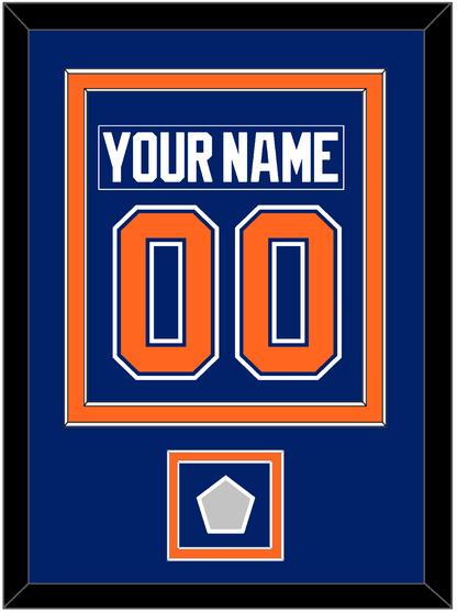 Edmonton Nameplate & Number (Back) Combined With 1990 Stanley Cup Finals Patch - Road Blue (1981-1994) - Signature Tier 2