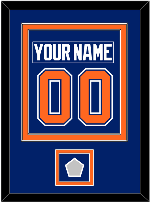 Edmonton Nameplate & Number (Back) Combined With 1990 Stanley Cup Finals Patch - Road Blue (1981-1994) - Signature Tier 2