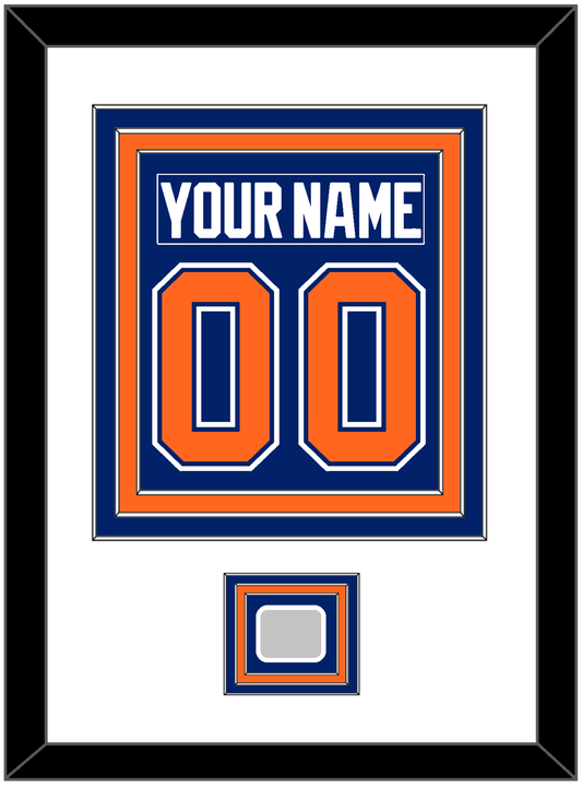 Edmonton Nameplate & Number (Back) Combined With Stanley Cup Champions Patch - Road Blue (1981-1994) - Premier Tier 1