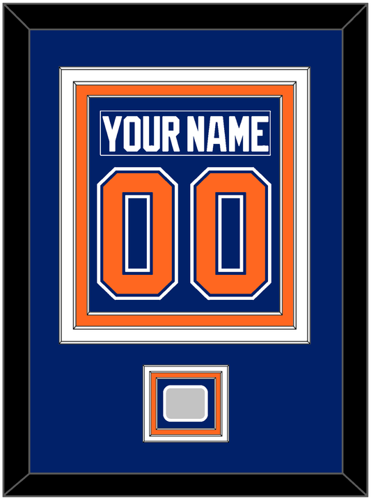 Edmonton Nameplate & Number (Back) Combined With Stanley Cup Champions Patch - Road Blue (1981-1994) - Premier Tier 2