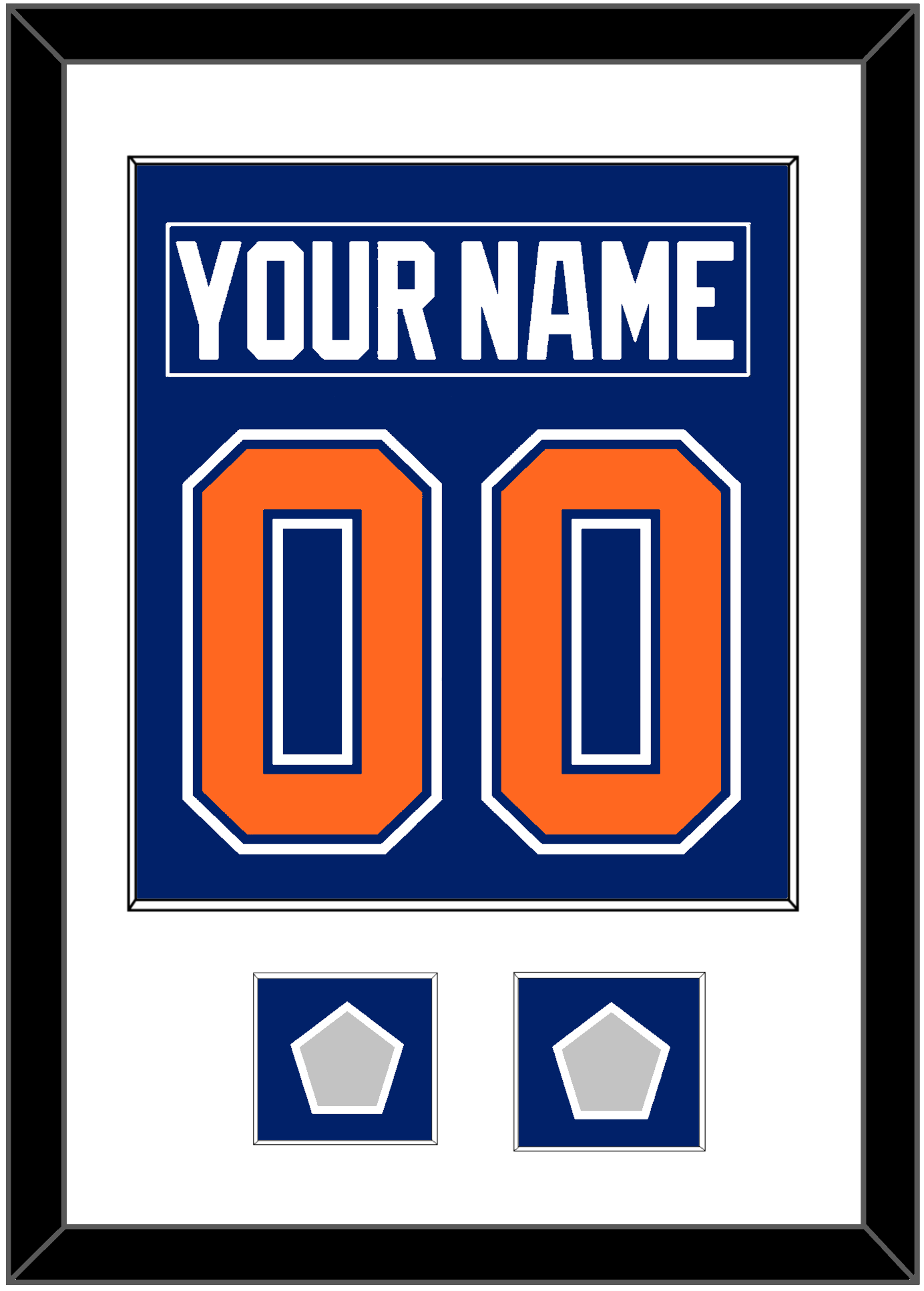Edmonton Nameplate & Number (Back) Combined With 2 Stanley Cup Champions Patches - Road Blue (1981-1994) - Essential Tier 1