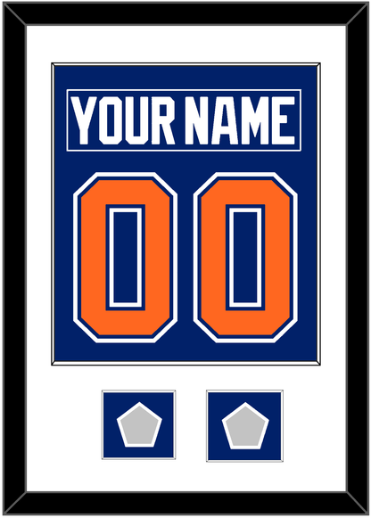 Edmonton Nameplate & Number (Back) Combined With 2 Stanley Cup Champions Patches - Road Blue (1981-1994) - Essential Tier 1