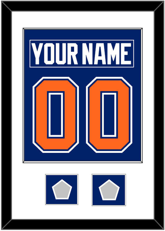 Edmonton Nameplate & Number (Back) Combined With 2 Stanley Cup Champions Patches - Road Blue (1981-1994) - Essential Tier 1