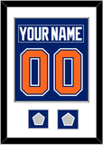 Edmonton Nameplate & Number (Back) Combined With 2 Stanley Cup Champions Patches - Road Blue (1981-1994) - Single Mat 1
