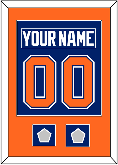 Edmonton Nameplate & Number (Back) Combined With 2 Stanley Cup Champions Patches - Road Blue (1981-1994) - Essential Tier 2