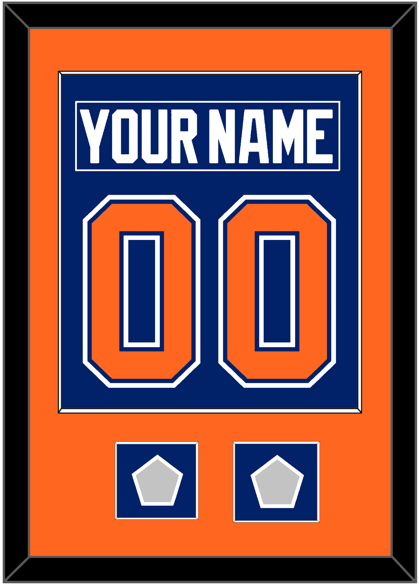 Edmonton Nameplate & Number (Back) Combined With 2 Stanley Cup Champions Patches - Road Blue (1981-1994) - Essential Tier 2