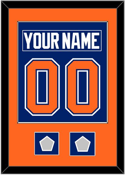 Edmonton Nameplate & Number (Back) Combined With 2 Stanley Cup Champions Patches - Road Blue (1981-1994) - Essential Tier 2