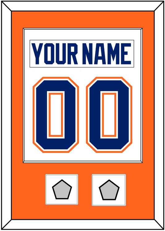 Edmonton Nameplate & Number (Back) Combined With 2 Stanley Cup Champions Patches - Home White (1981-1994) - Essential Tier 2