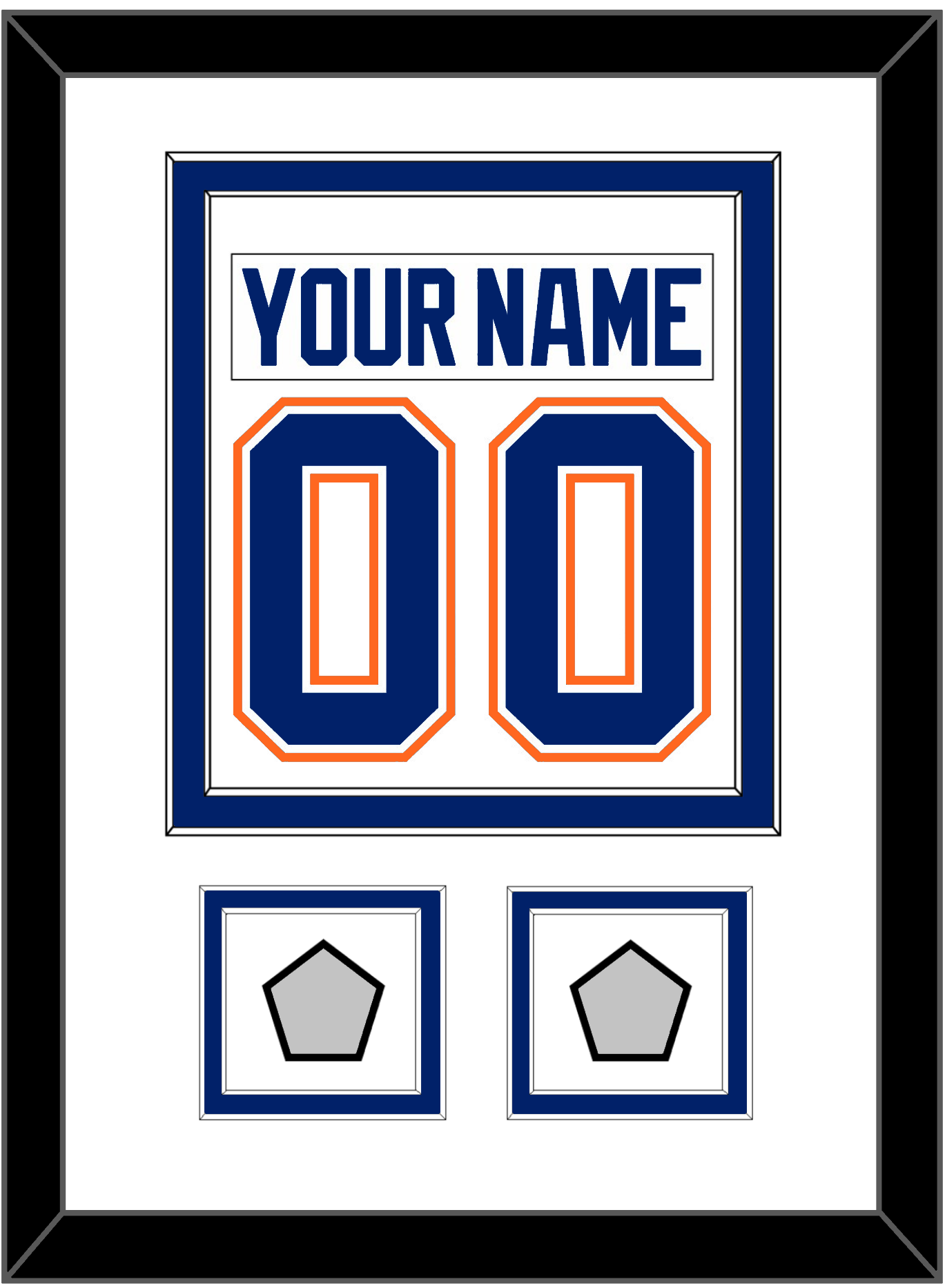 Edmonton Nameplate & Number (Back) Combined With 2 Stanley Cup Champions Patches - Home White (1981-1994) - Signature Tier 2
