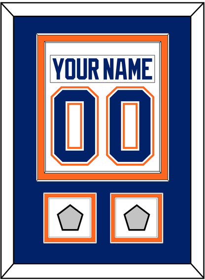 Edmonton Nameplate & Number (Back) Combined With 2 Stanley Cup Champions Patches - Home White (1981-1994) - Signature Tier 3