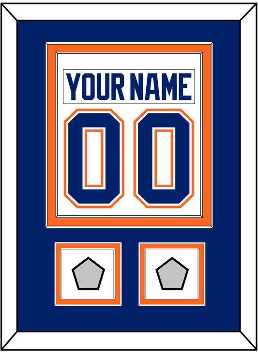 Edmonton Nameplate & Number (Back) Combined With 2 Stanley Cup Champions Patches - Home White (1981-1994) - Signature Tier 3