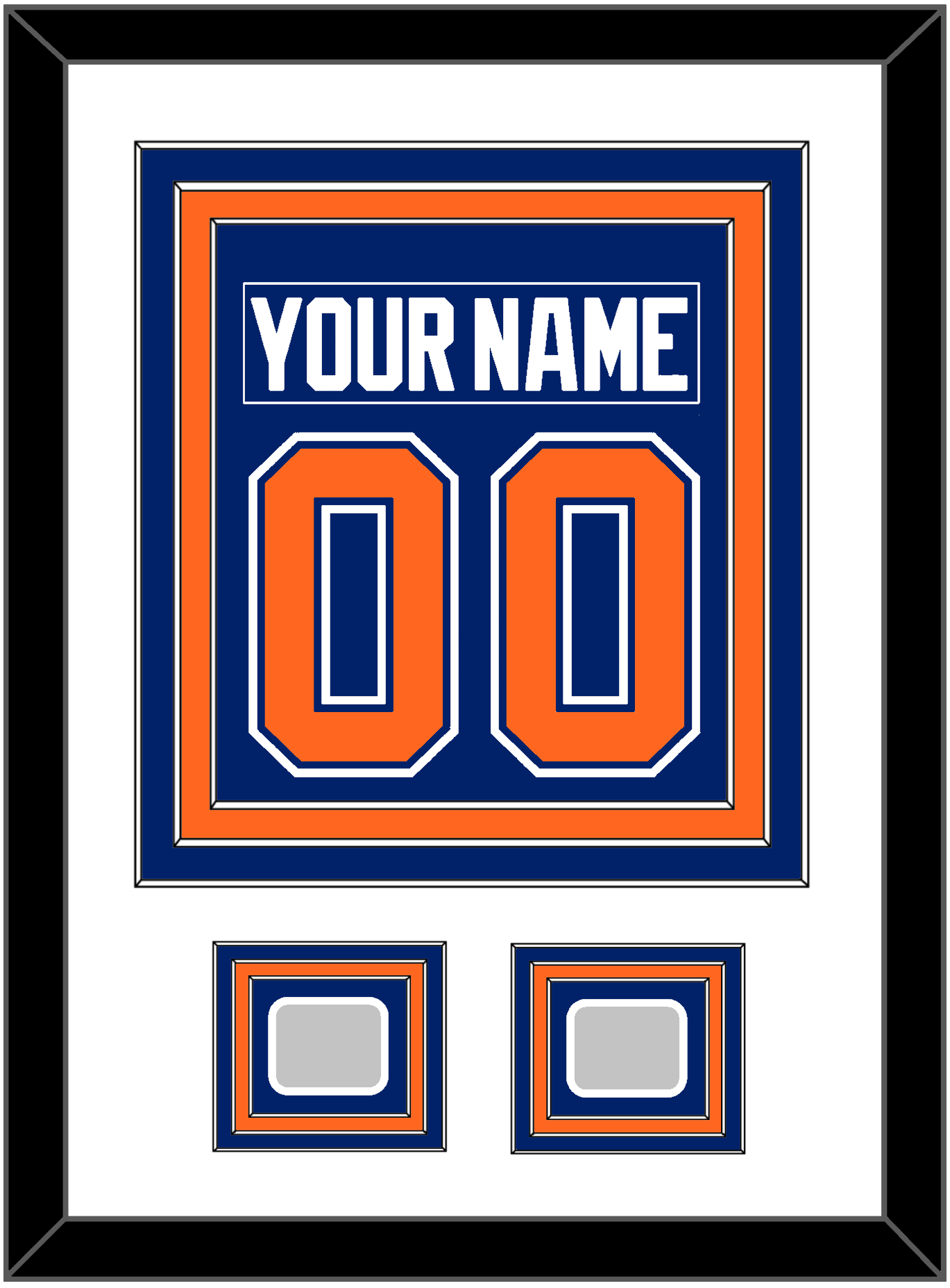 Edmonton Nameplate & Number (Back) Combined With 2 Stanley Cup Champions Patches - Road Blue (1981-1994) - Premier Tier 1