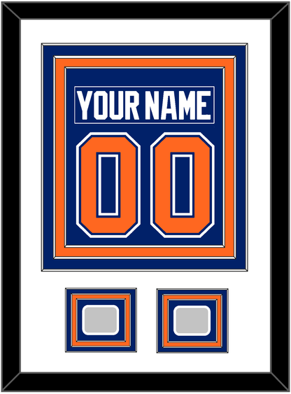 Edmonton Nameplate & Number (Back) Combined With 2 Stanley Cup Champions Patches - Road Blue (1981-1994) - Premier Tier 1
