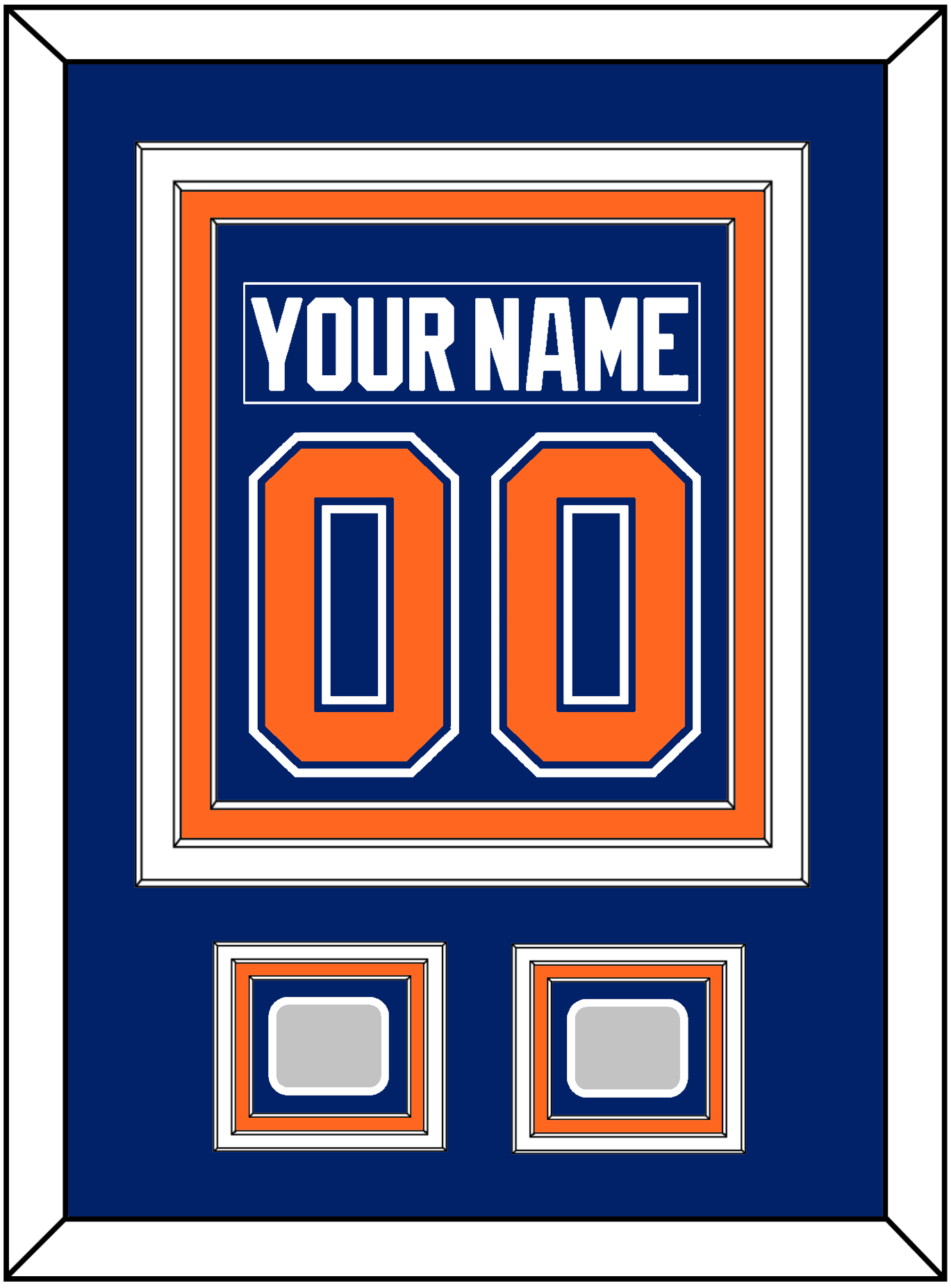 Edmonton Nameplate & Number (Back) Combined With 2 Stanley Cup Champions Patches - Road Blue (1981-1994) - Premier Tier 2