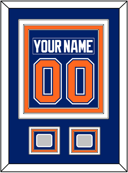 Edmonton Nameplate & Number (Back) Combined With 2 Stanley Cup Champions Patches - Road Blue (1981-1994) - Premier Tier 2