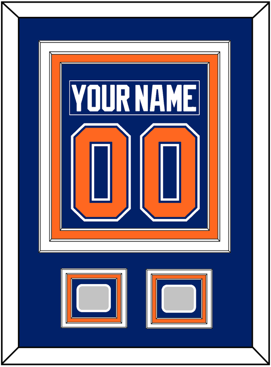 Edmonton Nameplate & Number (Back) Combined With 2 Stanley Cup Champions Patches - Road Blue (1981-1994) - Premier Tier 2
