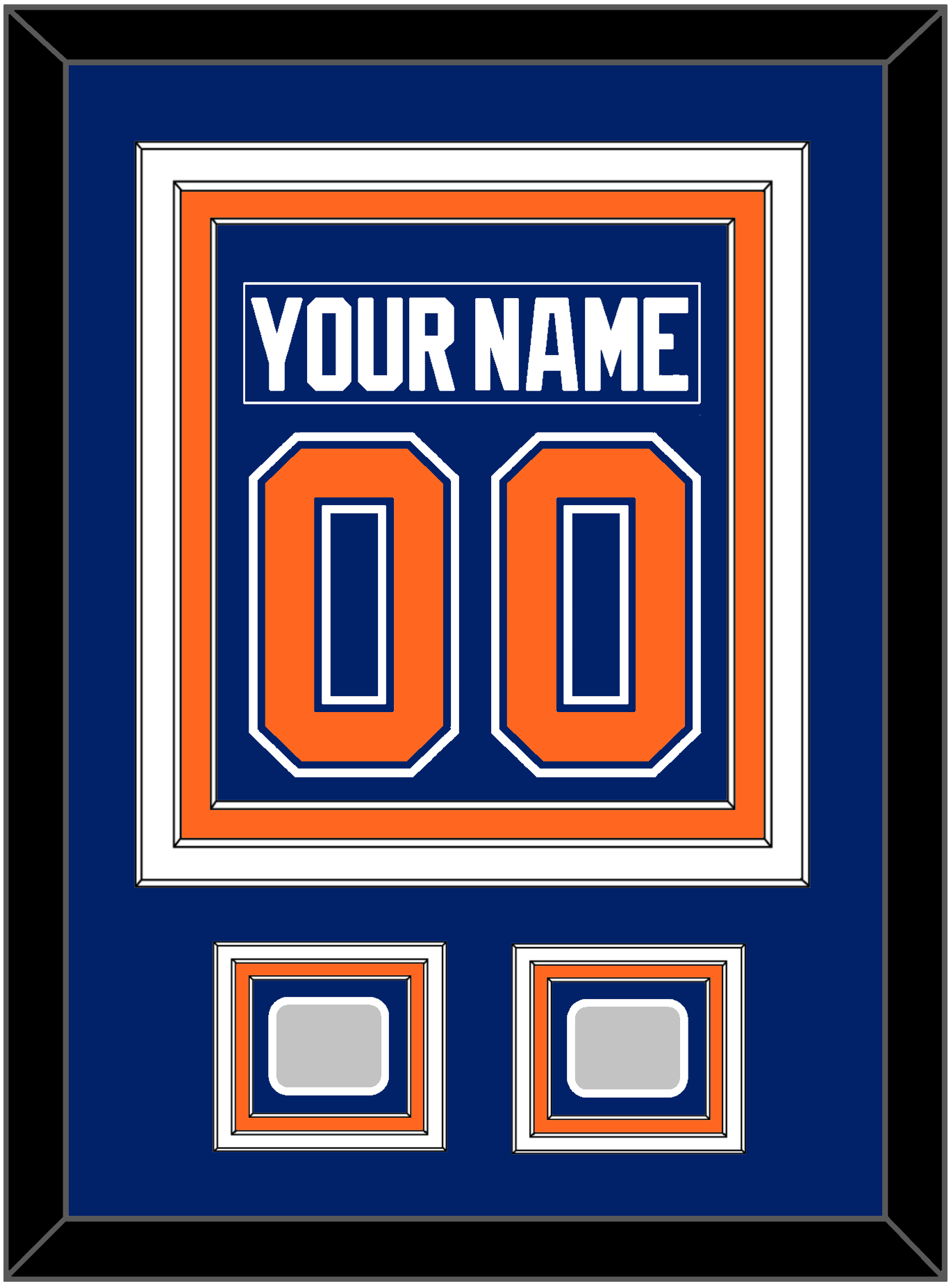 Edmonton Nameplate & Number (Back) Combined With 2 Stanley Cup Champions Patches - Road Blue (1981-1994) - Premier Tier 2