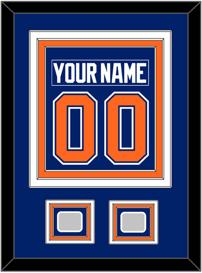 Edmonton Nameplate & Number (Back) Combined With 2 Stanley Cup Champions Patches - Road Blue (1981-1994) - Premier Tier 2