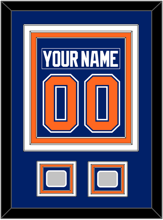 Edmonton Nameplate & Number (Back) Combined With 2 Stanley Cup Champions Patches - Road Blue (1981-1994) - Premier Tier 2
