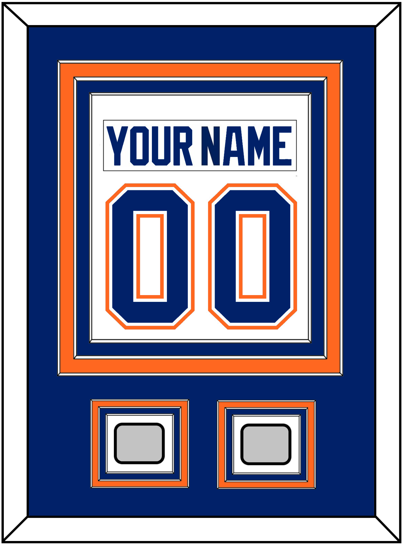 Edmonton Nameplate & Number (Back) Combined With 2 Stanley Cup Champions Patches - Home White (1981-1994) - Premier Tier 2