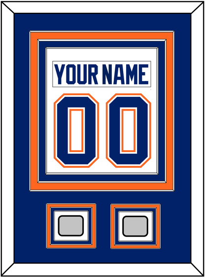 Edmonton Nameplate & Number (Back) Combined With 2 Stanley Cup Champions Patches - Home White (1981-1994) - Premier Tier 2