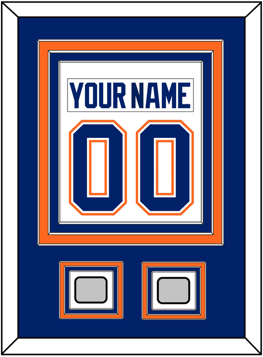 Edmonton Nameplate & Number (Back) Combined With 2 Stanley Cup Champions Patches - Home White (1981-1994) - Premier Tier 2