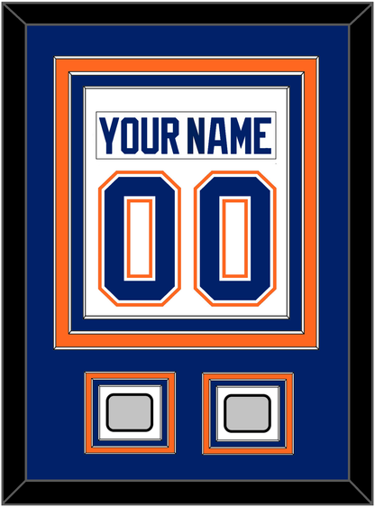 Edmonton Nameplate & Number (Back) Combined With 2 Stanley Cup Champions Patches - Home White (1981-1994) - Premier Tier 2
