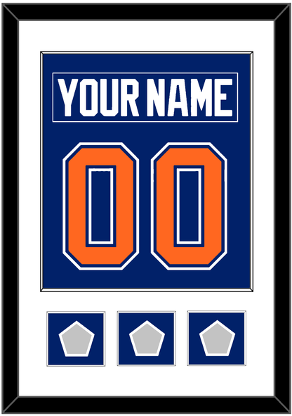Edmonton Nameplate & Number (Back) Combined With 3 Stanley Cup Champions Patches - Road Blue (1981-1994) - Essential Tier 1