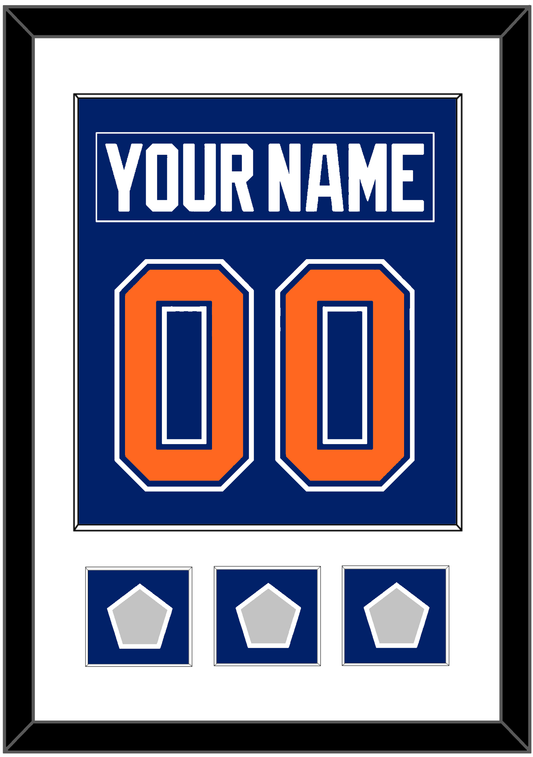 Edmonton Nameplate & Number (Back) Combined With 3 Stanley Cup Champions Patches - Road Blue (1981-1994) - Essential Tier 1