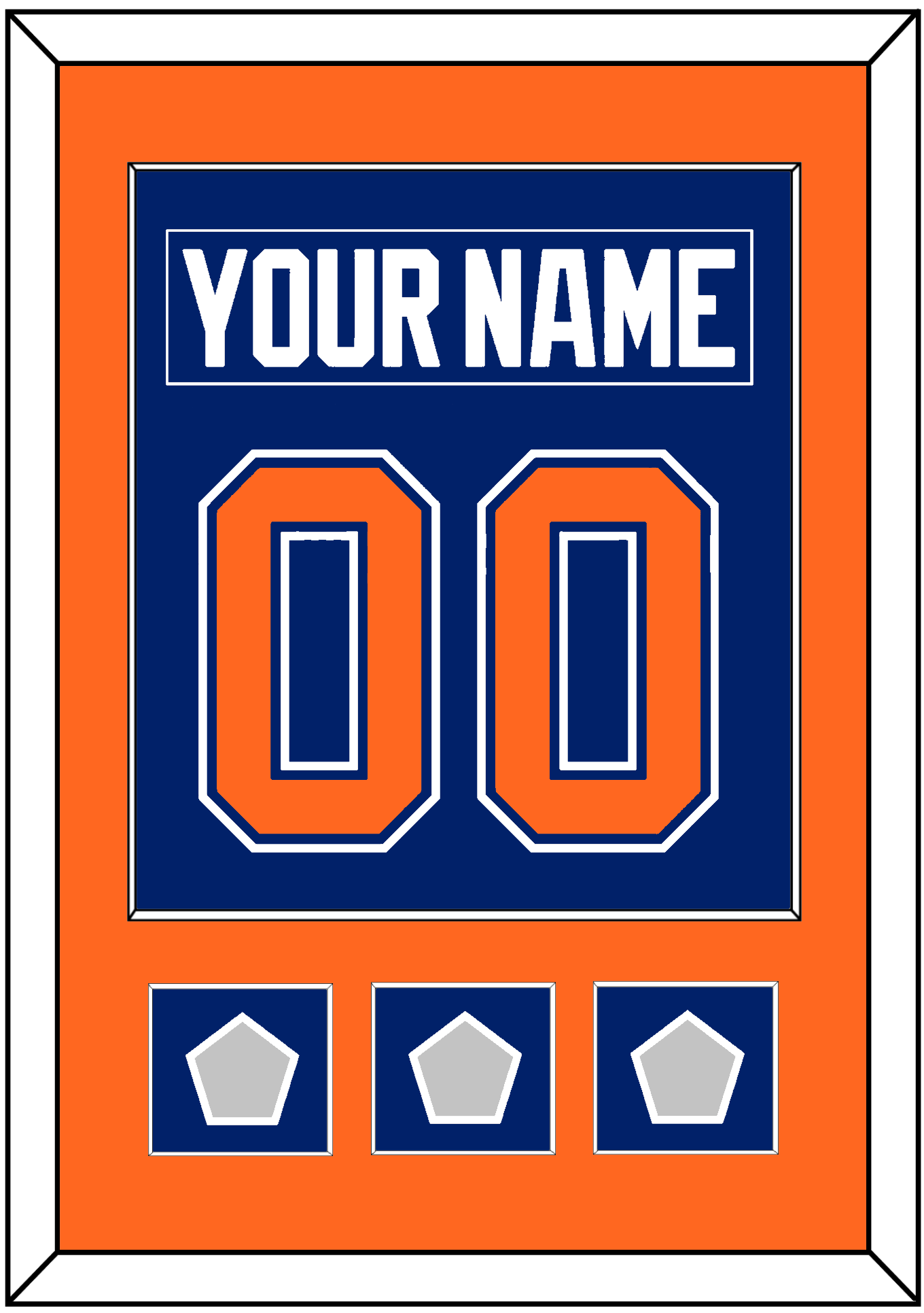Edmonton Nameplate & Number (Back) Combined With 3 Stanley Cup Champions Patches - Road Blue (1981-1994) - Essential Tier 2