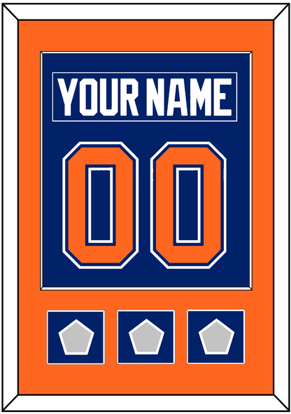 Edmonton Nameplate & Number (Back) Combined With 3 Stanley Cup Champions Patches - Road Blue (1981-1994) - Essential Tier 2