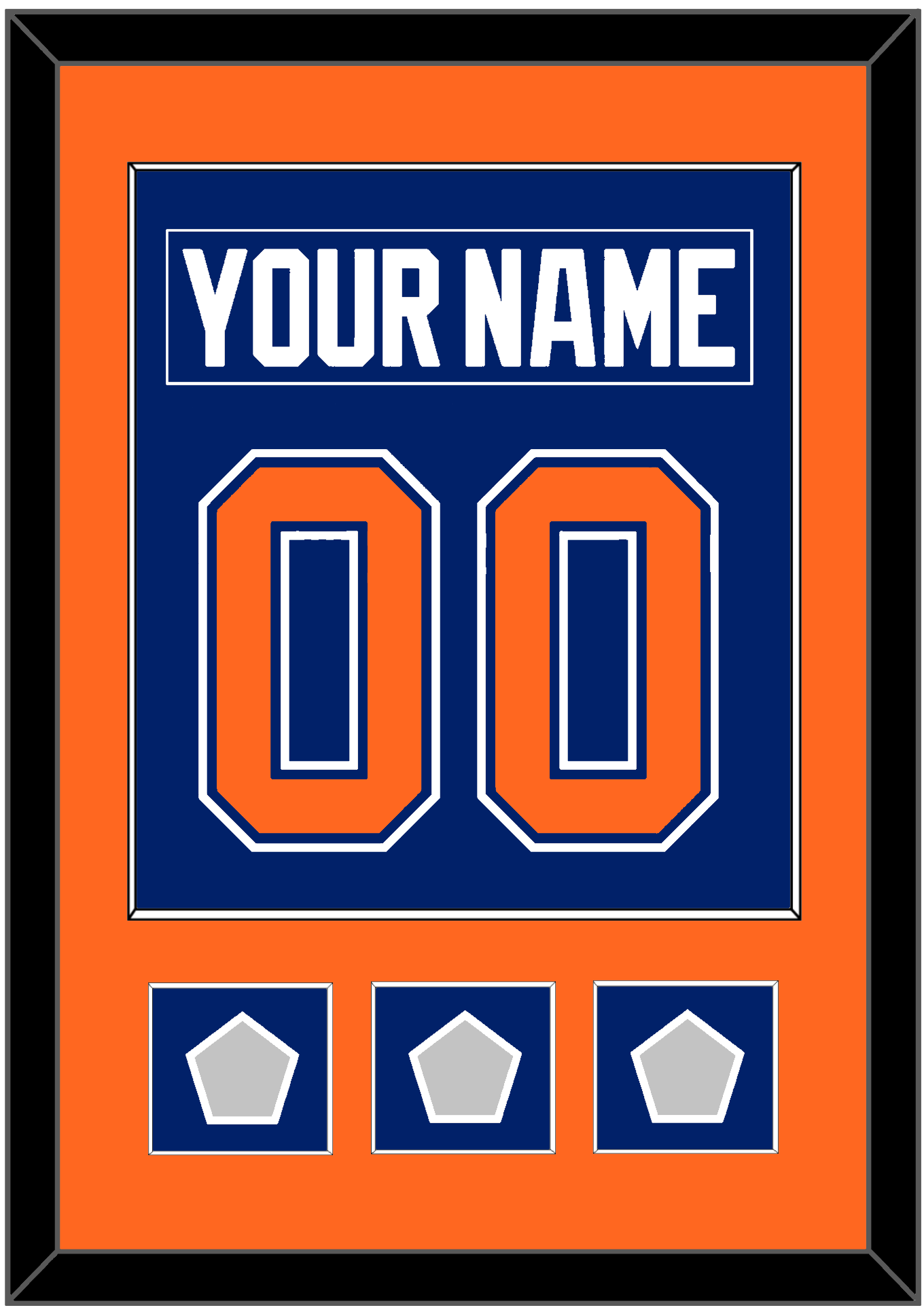 Edmonton Nameplate & Number (Back) Combined With 3 Stanley Cup Champions Patches - Road Blue (1981-1994) - Essential Tier 2