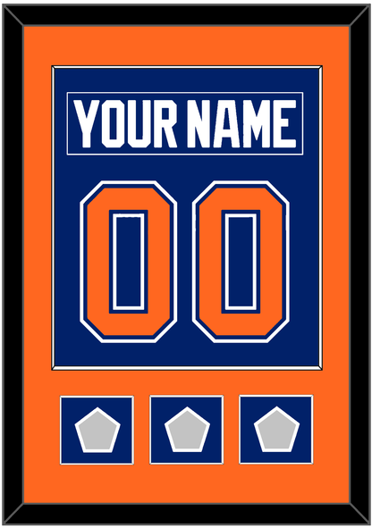 Edmonton Nameplate & Number (Back) Combined With 3 Stanley Cup Champions Patches - Road Blue (1981-1994) - Essential Tier 2