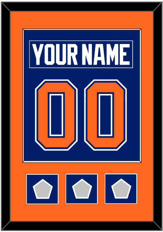 Edmonton Nameplate & Number (Back) Combined With 3 Stanley Cup Champions Patches - Road Blue (1981-1994) - Essential Tier 2