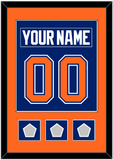 Edmonton Nameplate & Number (Back) Combined With 3 Stanley Cup Champions Patches - Road Blue (1981-1994) - Single Mat 2