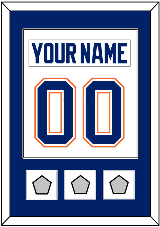 Edmonton Nameplate & Number (Back) Combined With 3 Stanley Cup Champions Patches - Home White (1981-1994) - Essential Tier 1