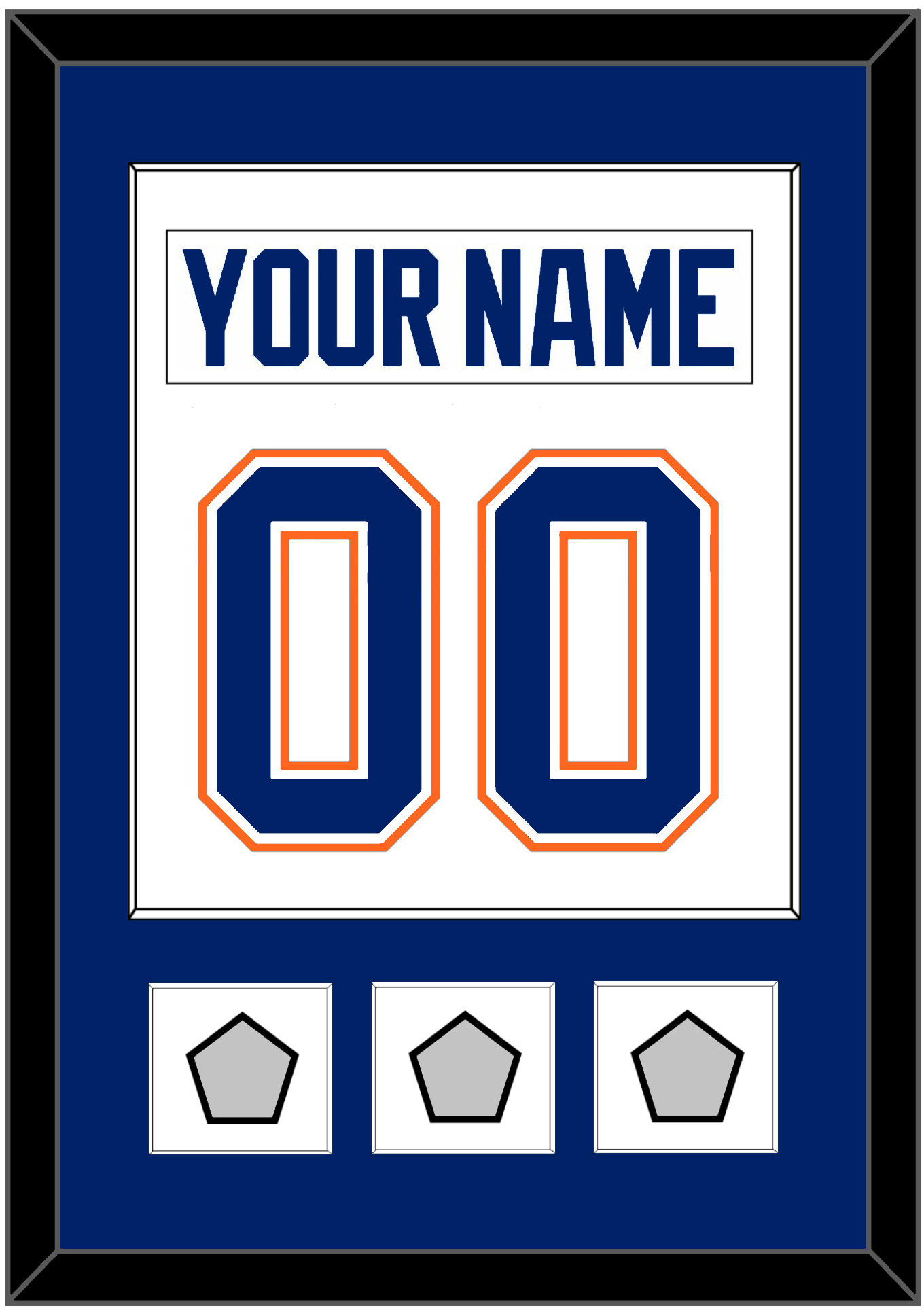 Edmonton Nameplate & Number (Back) Combined With 3 Stanley Cup Champions Patches - Home White (1981-1994) - Essential Tier 1