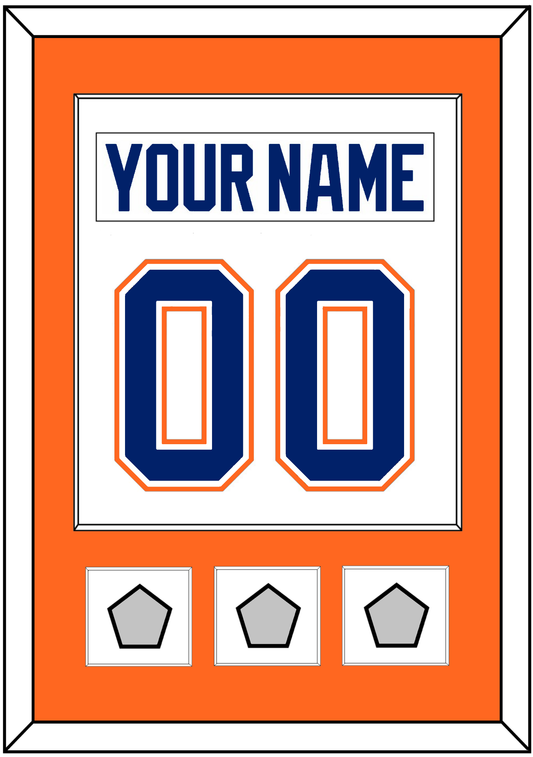 Edmonton Nameplate & Number (Back) Combined With 3 Stanley Cup Champions Patches - Home White (1981-1994) - Essential Tier 2