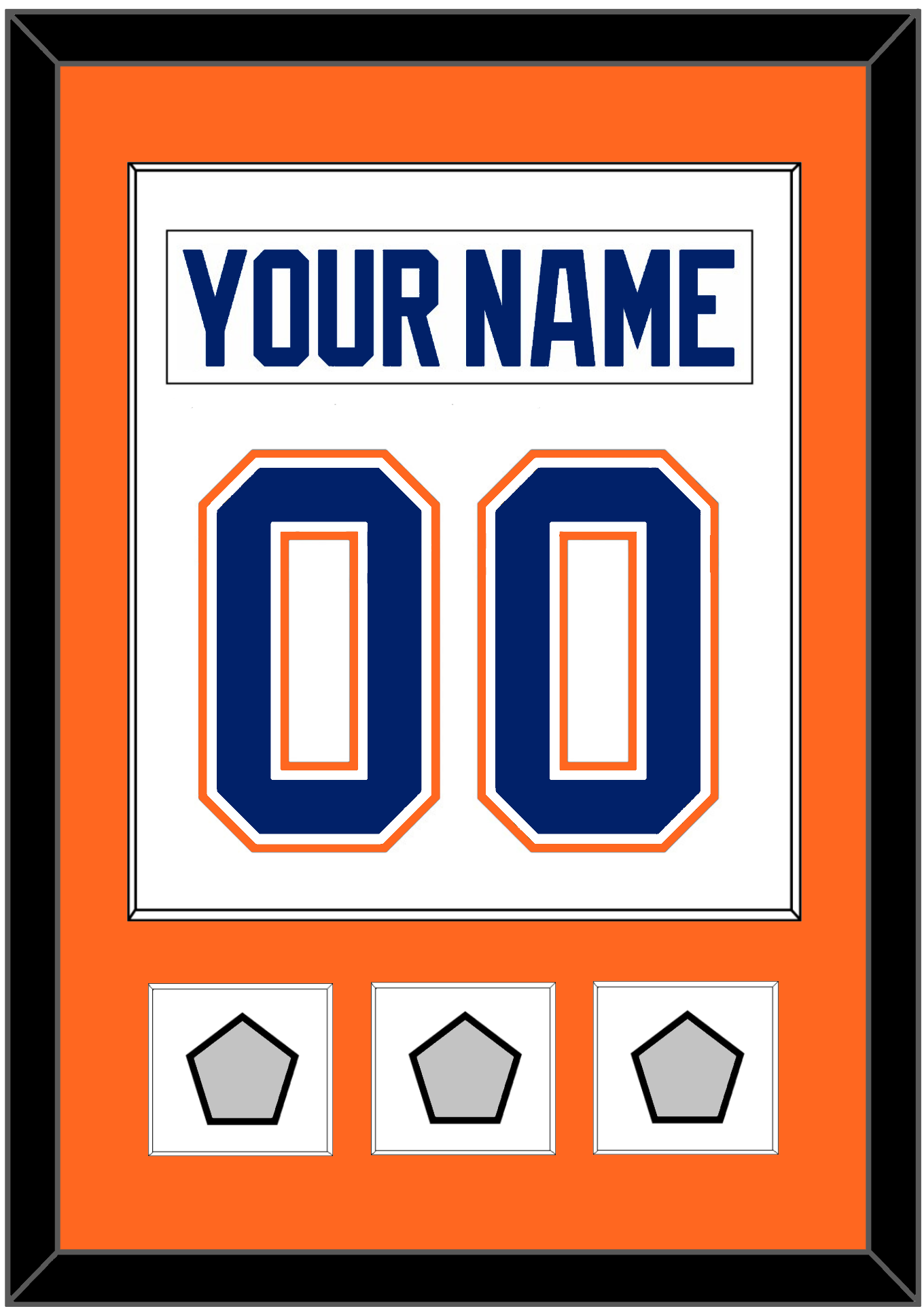 Edmonton Nameplate & Number (Back) Combined With 3 Stanley Cup Champions Patches - Home White (1981-1994) - Essential Tier 2
