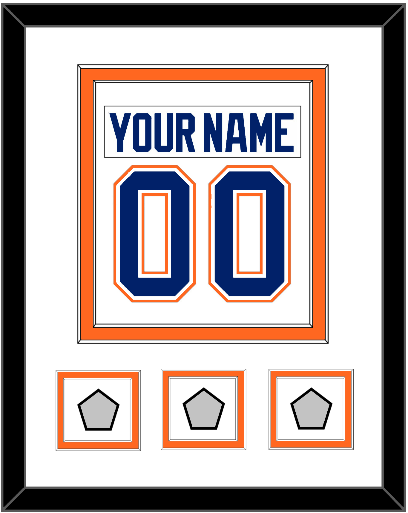 Edmonton Nameplate & Number (Back) Combined With 3 Stanley Cup Champions Patches - Home White (1981-1994) - Signature Tier 1