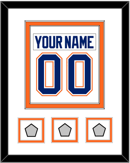 Edmonton Nameplate & Number (Back) Combined With 3 Stanley Cup Champions Patches - Home White (1981-1994) - Signature Tier 1