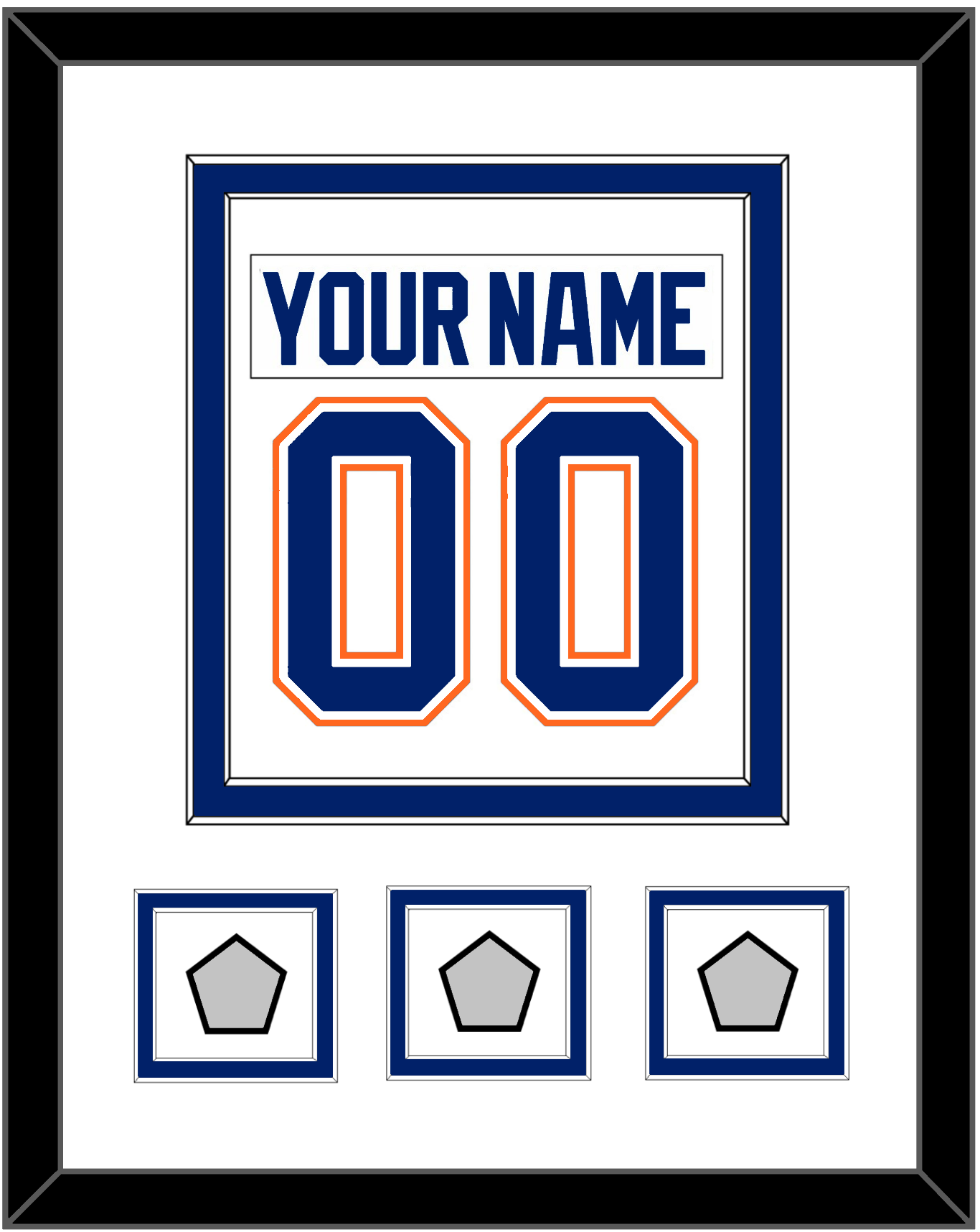 Edmonton Nameplate & Number (Back) Combined With 3 Stanley Cup Champions Patches - Home White (1981-1994) - Signature Tier 2