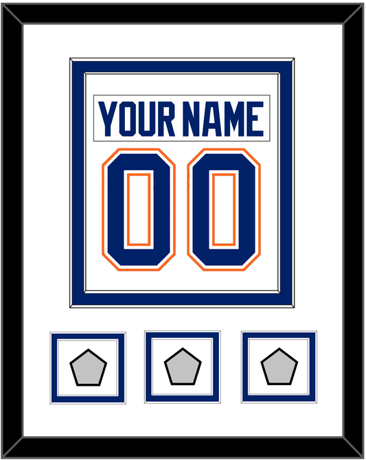 Edmonton Nameplate & Number (Back) Combined With 3 Stanley Cup Champions Patches - Home White (1981-1994) - Signature Tier 2