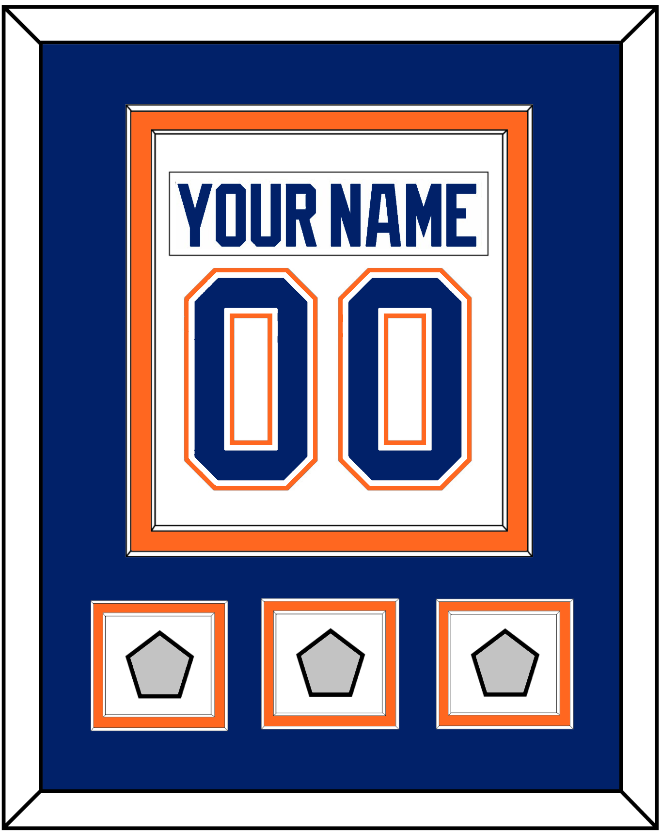 Edmonton Nameplate & Number (Back) Combined With 3 Stanley Cup Champions Patches - Home White (1981-1994) - Signature Tier 3