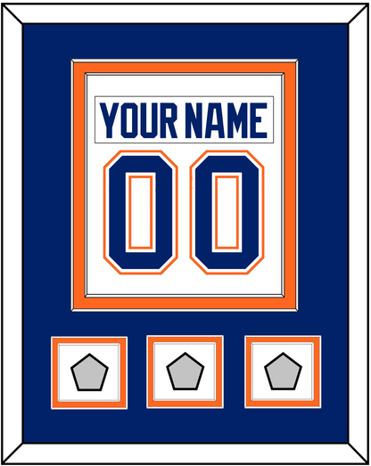 Edmonton Nameplate & Number (Back) Combined With 3 Stanley Cup Champions Patches - Home White (1981-1994) - Signature Tier 3